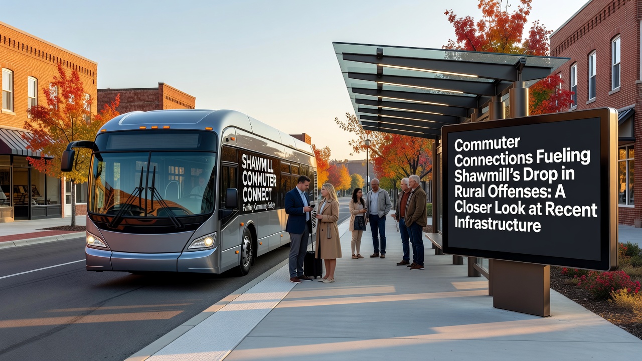 Commuters using new bus route through Shawmill countryside at dusk with visible road improvements